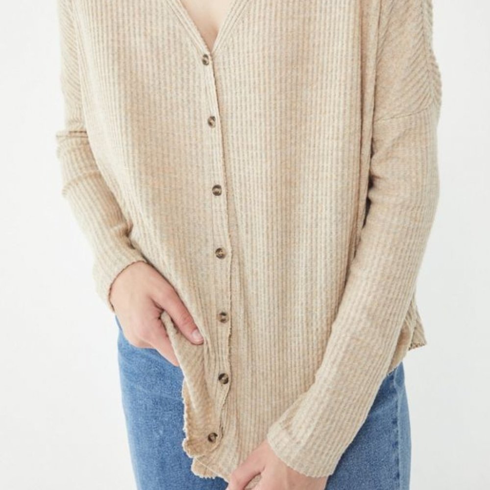 Urban Outfitters Oversized Waffle Button-Front Top
